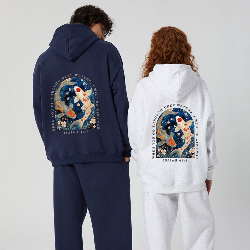 When You Go Through Deep Water Christian Premium Fleece Hoodie Set
