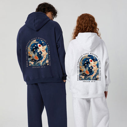 When You Go Through Deep Water Christian Premium Fleece Hoodie Set