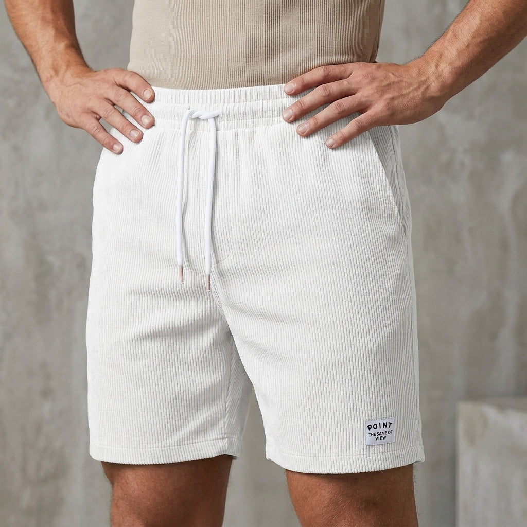 Relaxed Drawstring Shorts with Textured Finish and Tailored Comfort