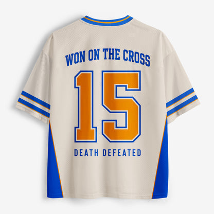 Won On The Cross Death Defeated Christian Mesh Jersey