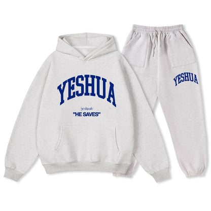 Yeshua He Saves Christian Fleece Hoodie Set