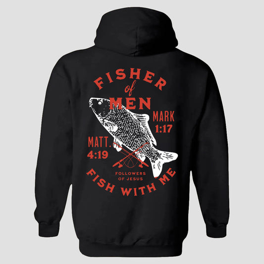 Fisher Of Men Fish With Me Followers Of Jesus Matt. 4:19 Mark 1:17 Printed Men's Hoodie