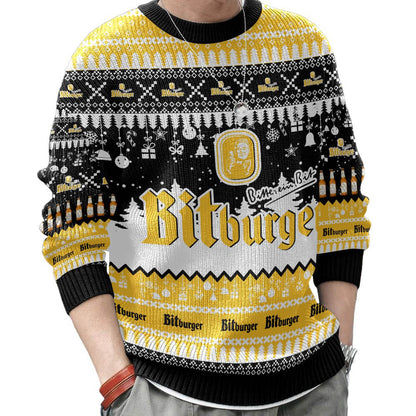 Unisex Vintage German Drinking Print Crew Neck Ugly Christmas Sweatshirt