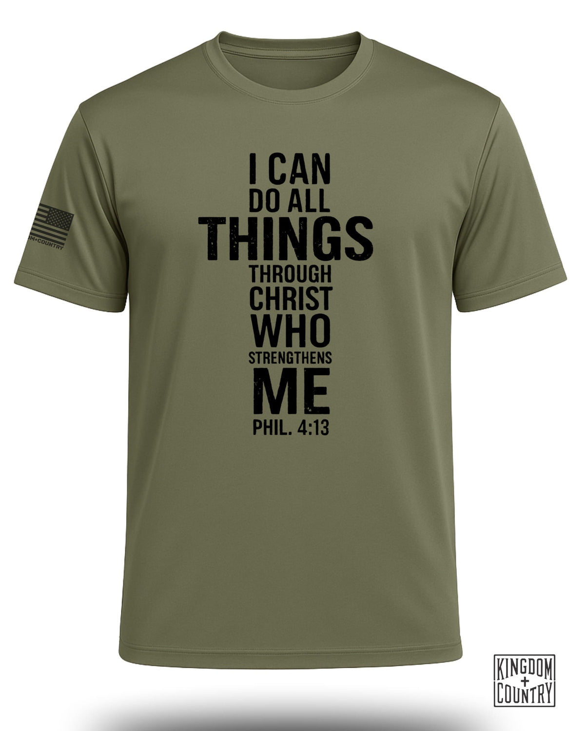 Philippians 4:13 Distressed Cross Performance Shirt