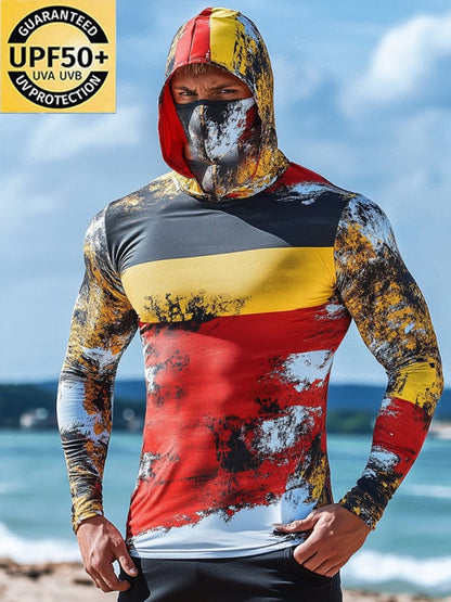 Men's Outdoor Sun Protection Breathable Cool Hooded Sun Protection Long-Sleeved Top