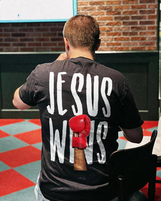 Jesus Wins Boxing Glove Printed Men's T-shirt