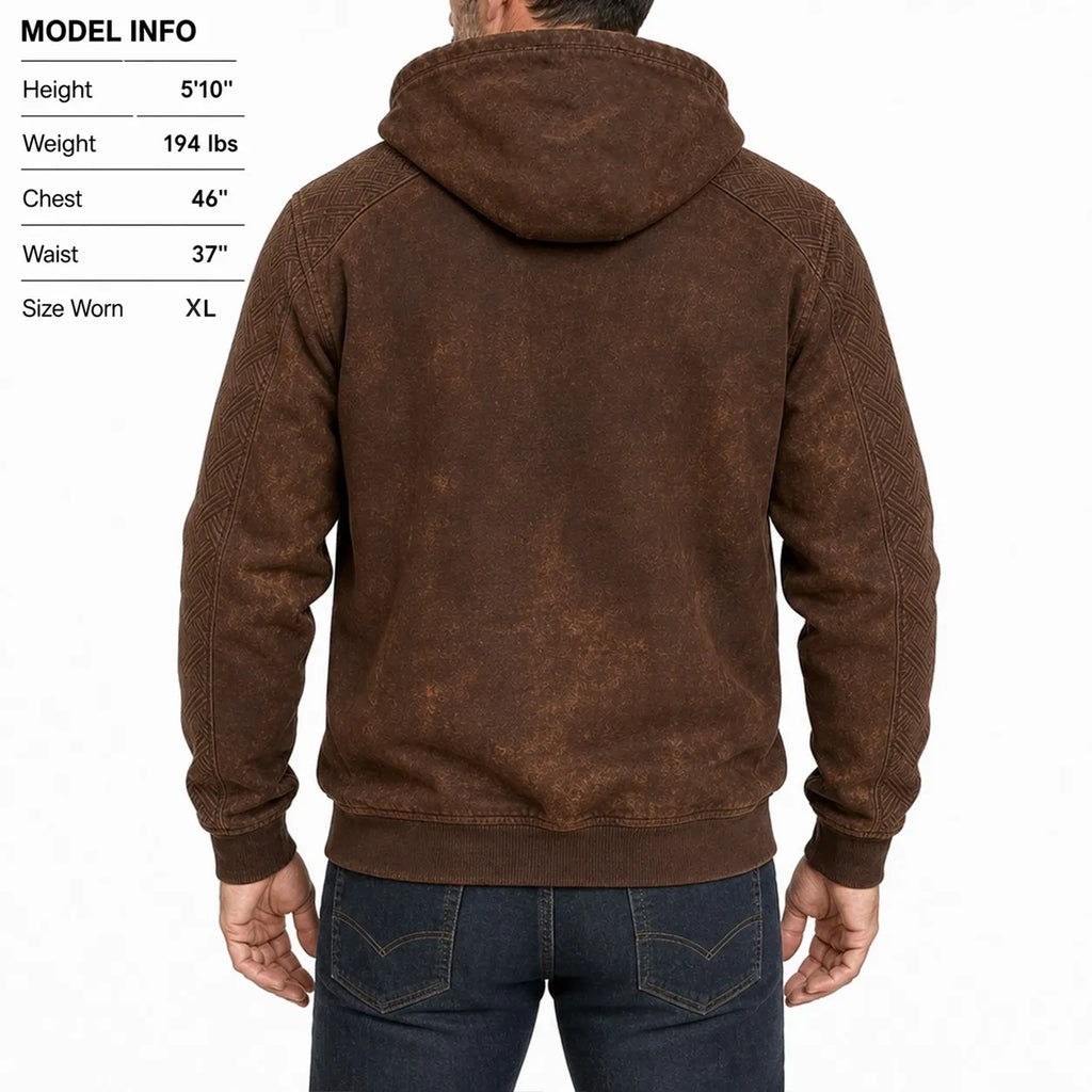 Nordic Viking Style Retro Rune Casual Long-Sleeve Warm Fleece Hoodie