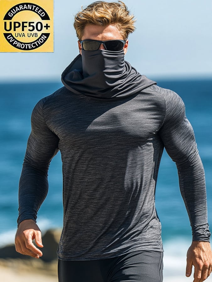 Men's Outdoor Sun Protection Breathable Cool Hooded Sun Protection Long Sleeve Top