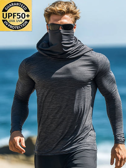 Men's Outdoor Sun Protection Breathable Cool Hooded Sun Protection Long Sleeve Top