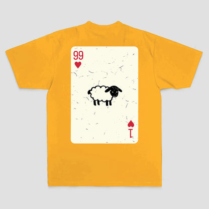 99 Of Hearts Sheep Playing Card Printed Men's T-shirt