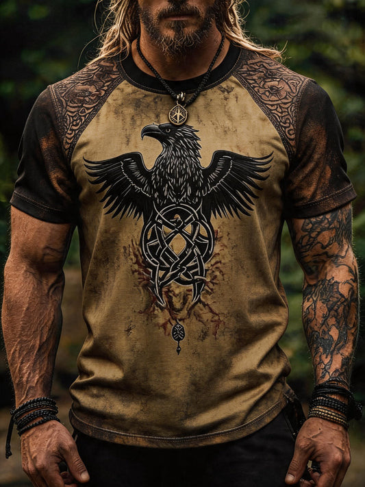 Men's Vintage Viking Print Short-Sleeve T-Shirt