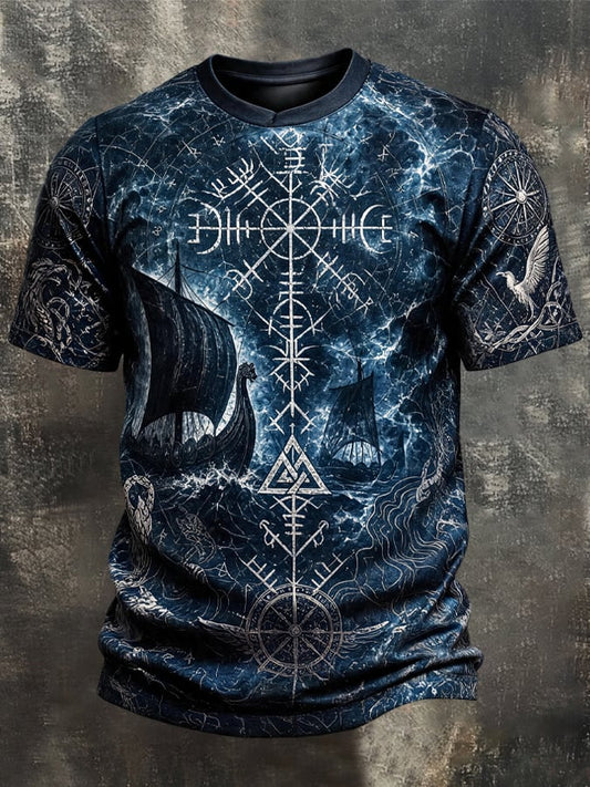 Men's Vintage Viking-Print T-Shirt