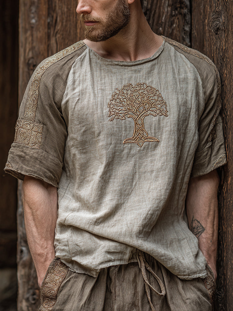 Men's Viking Tree Of Life Inspired Celtic Knot Retro T-Shirt