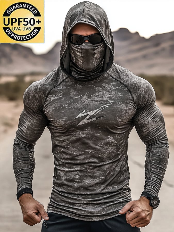 Men's Outdoor Sun Protection Breathable Cool Hooded Sun Protection Long Sleeve Top