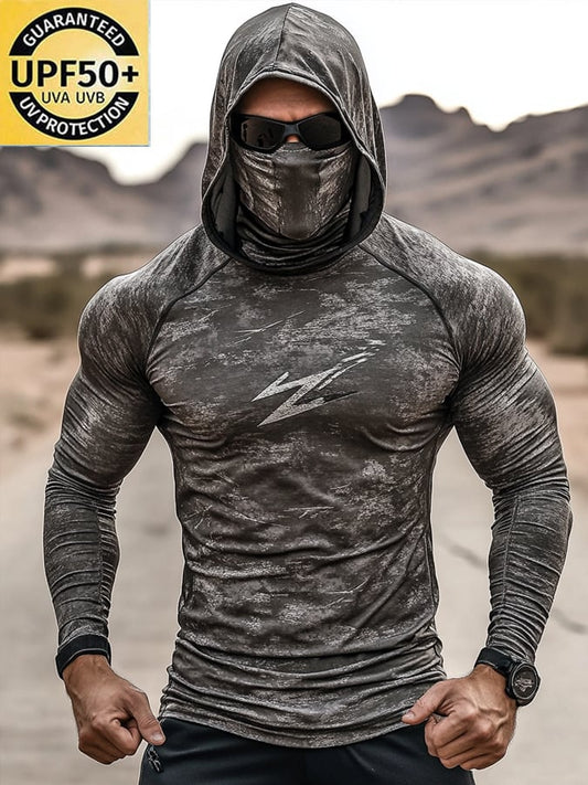 Men's Outdoor Sun Protection Breathable Cool Hooded Sun Protection Long Sleeve Top