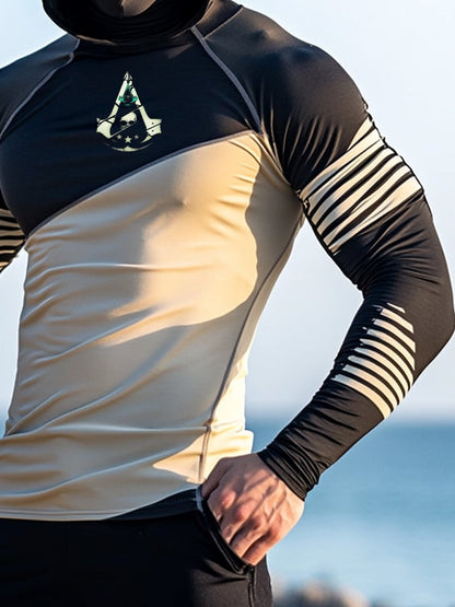 Men's Outdoor Sun Protection Breathable Cool Mask Hooded Sun Protection Long-Sleeved Top
