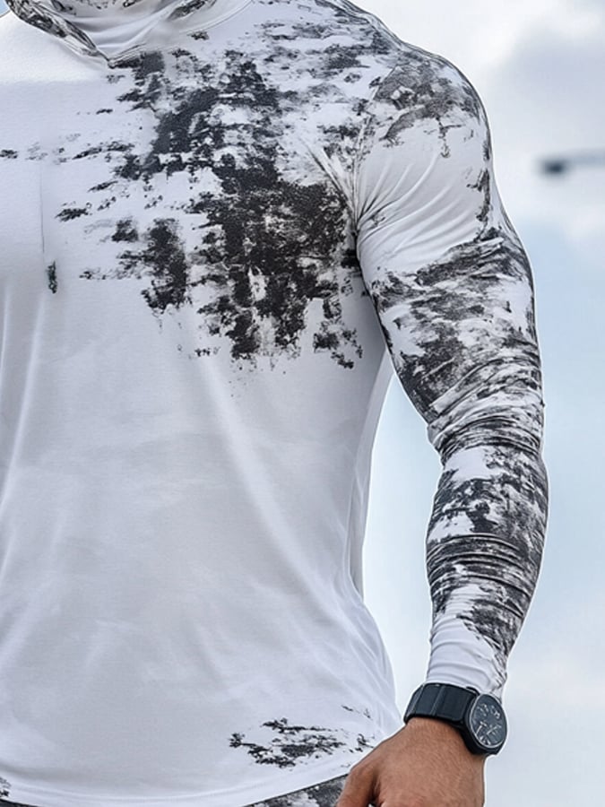 Men's Outdoor Sun Protection Breathable Cool Hooded Sun Protection Long-Sleeved Top