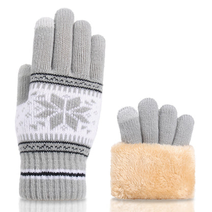 Christmas Snowflake Touch Screen Warm Knitted Wool Gloves