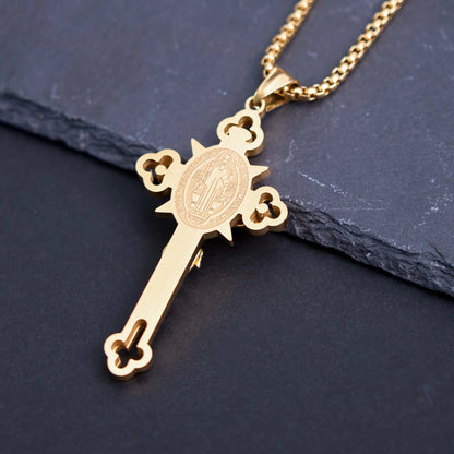 St. Benedict Symbol Crucifix Necklace