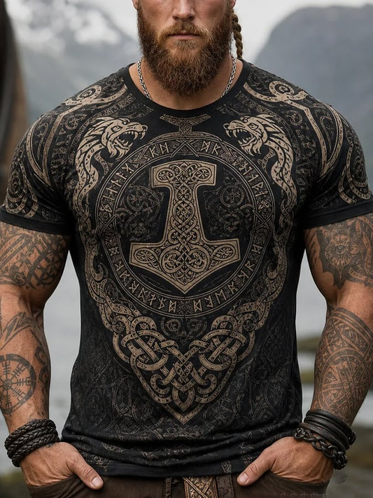 Men's Vintage Viking-Print T-Shirt