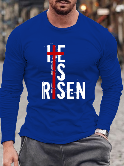 He Is Risen Cross Christian Cotton Long Sleeve T-Shirt