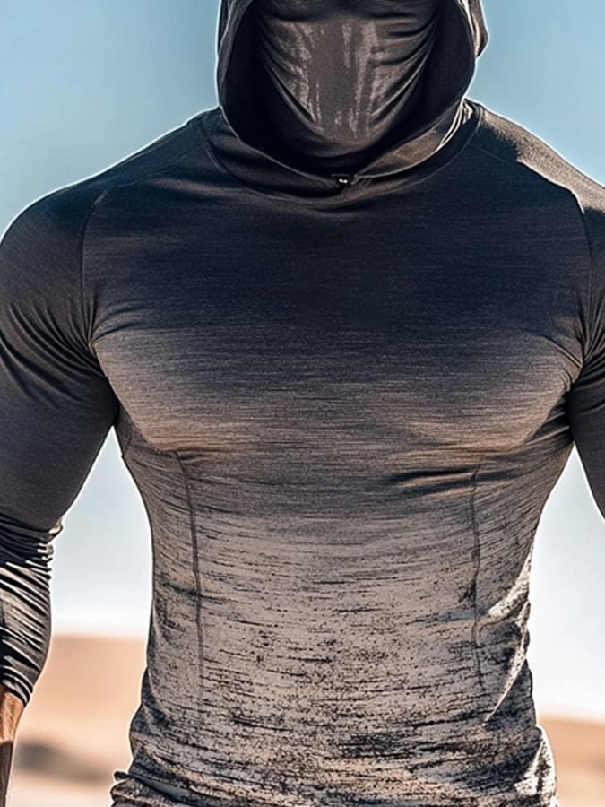 Men's Outdoor Sun Protection Breathable Cool Hooded Sun Protection Long Sleeve Top