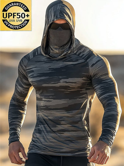 Men's Outdoor Sun Protection Breathable Cool Hooded Sun Protection Long Sleeve Top