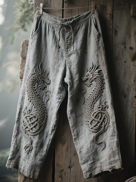 Men's Viking RuneTribal Dragon Art Casual Pants
