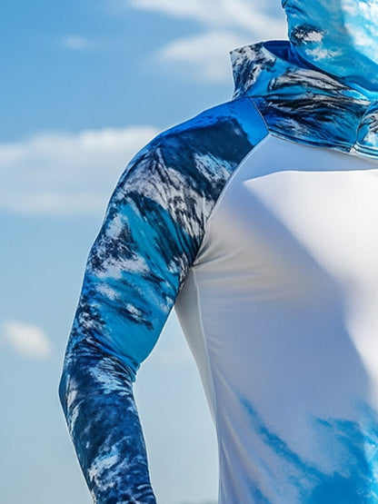 Men's Outdoor Sun Protection Breathable Cool Hooded Sun Protection Long-Sleeved Top