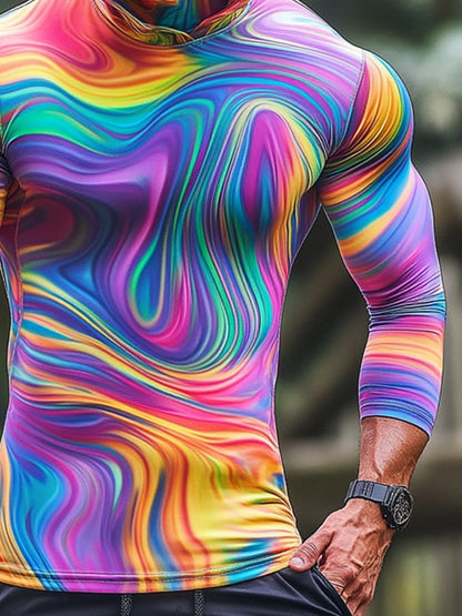 Men's Outdoor Sun Protection Breathable Cool Colorful Mask Hooded Sun Protection Long-Sleeved Top