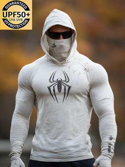 Men's Retro Outdoor Sun Protection Breathable Cooling Mask Hooded Sun Protection Long Sleeve Top