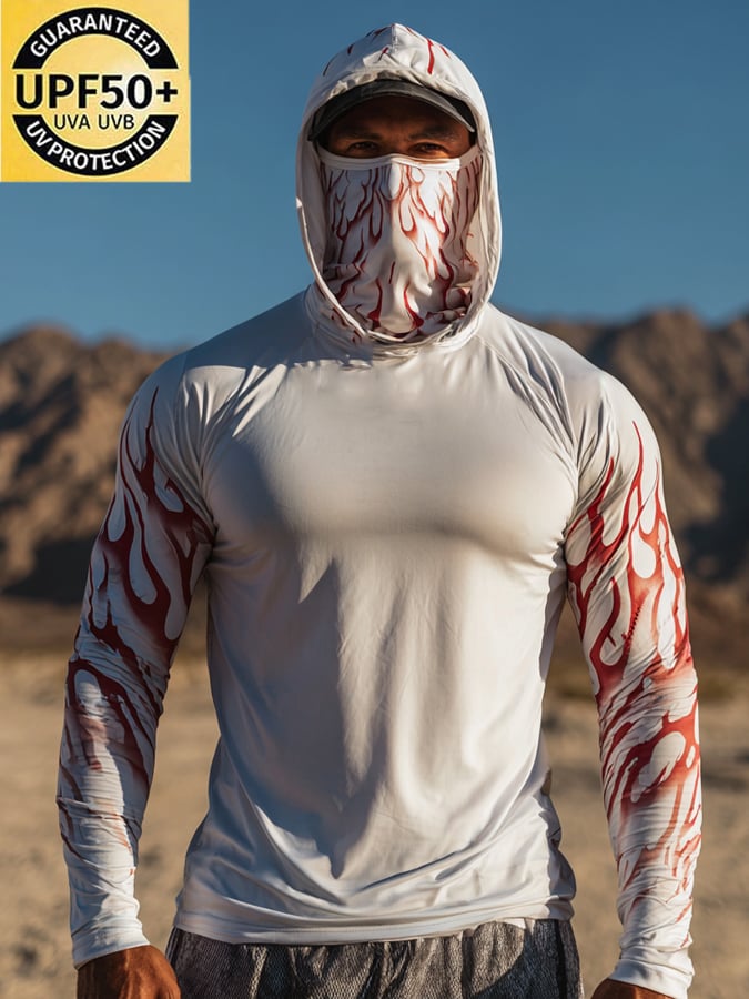 Men's Outdoor Sun Protection Breathable Cool Hooded Sun Protection Long Sleeve Top