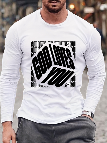 God Loves You Christian Cotton Long Sleeve T-Shirt