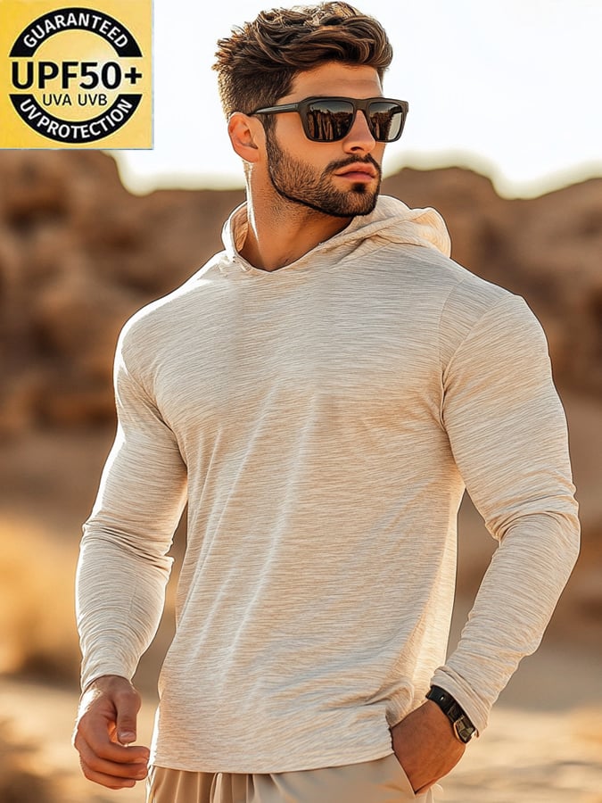 Men's Outdoor Sun Protection Cool Hooded Sun Protection Long Sleeve Top