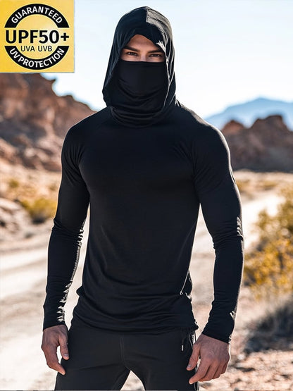 Men's Outdoor Sun Protection Breathable Cool Hooded Sun Protection Long Sleeve Top