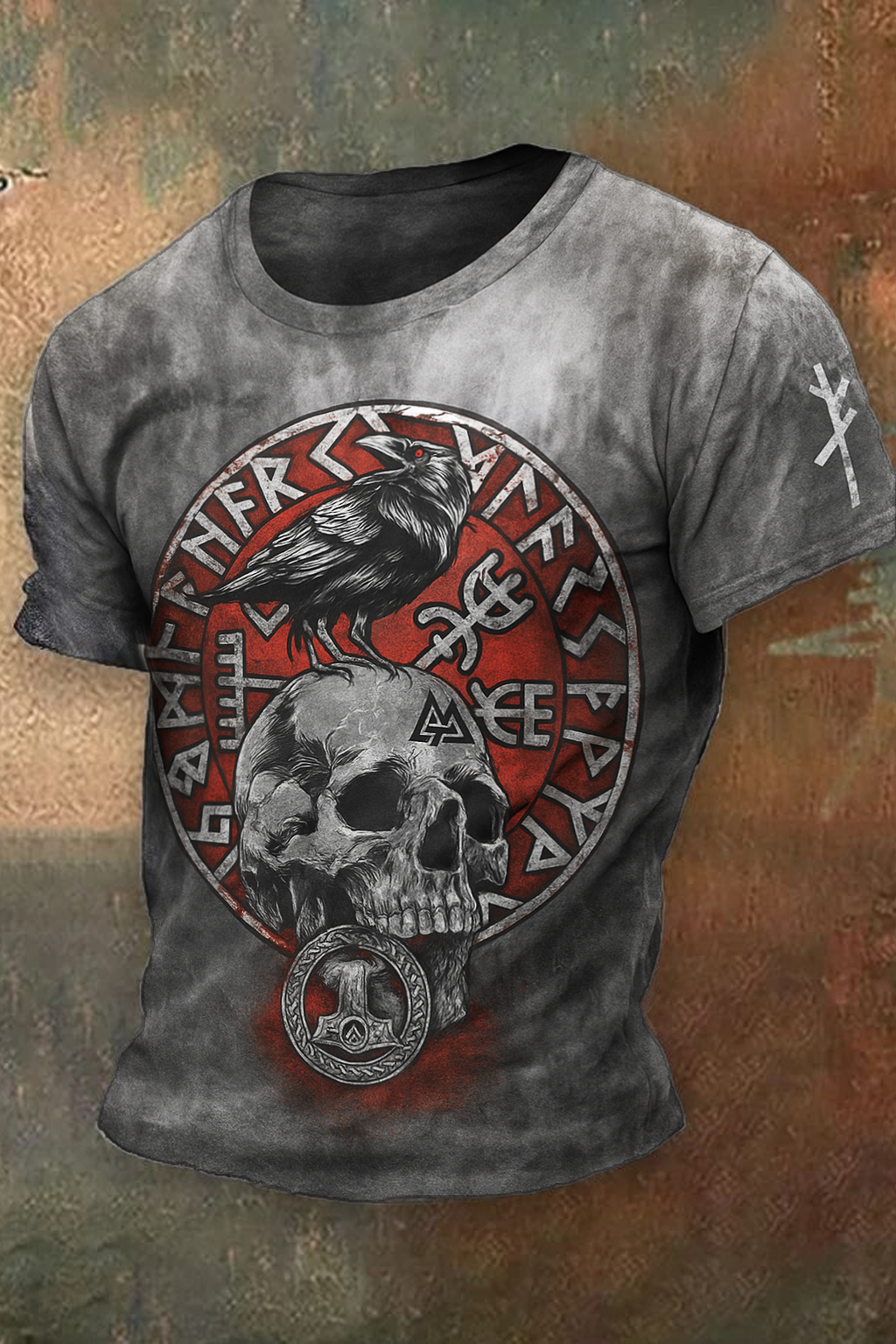 Viking Nordic Raven Vegvísir Runes Digital 3D Printed Unisex Casual Short-Sleeve T-Shirt