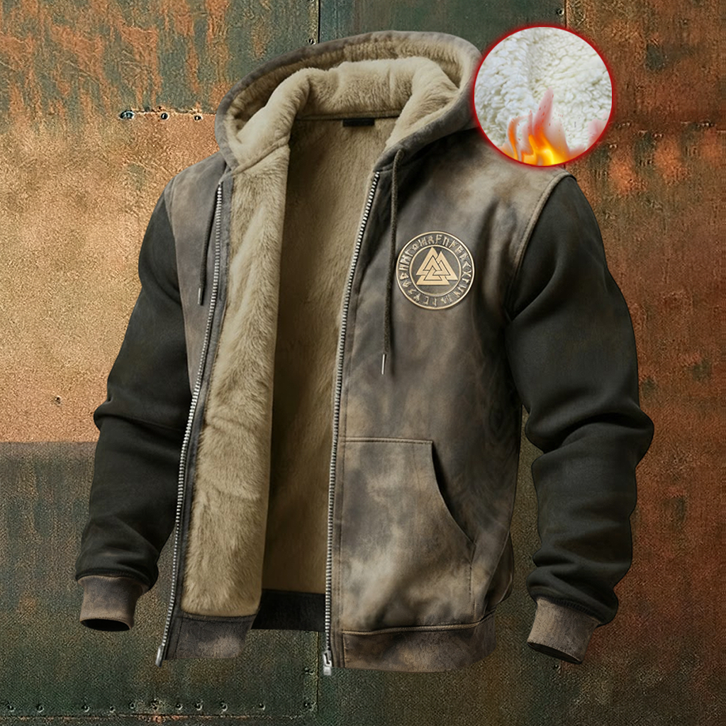 Viking Nordic Vegvisir Two-Tone Casual Long-Sleeve Warm Fleece Hoodie