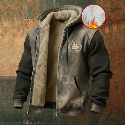 Viking Nordic Vegvisir Two-Tone Casual Long-Sleeve Warm Fleece Hoodie
