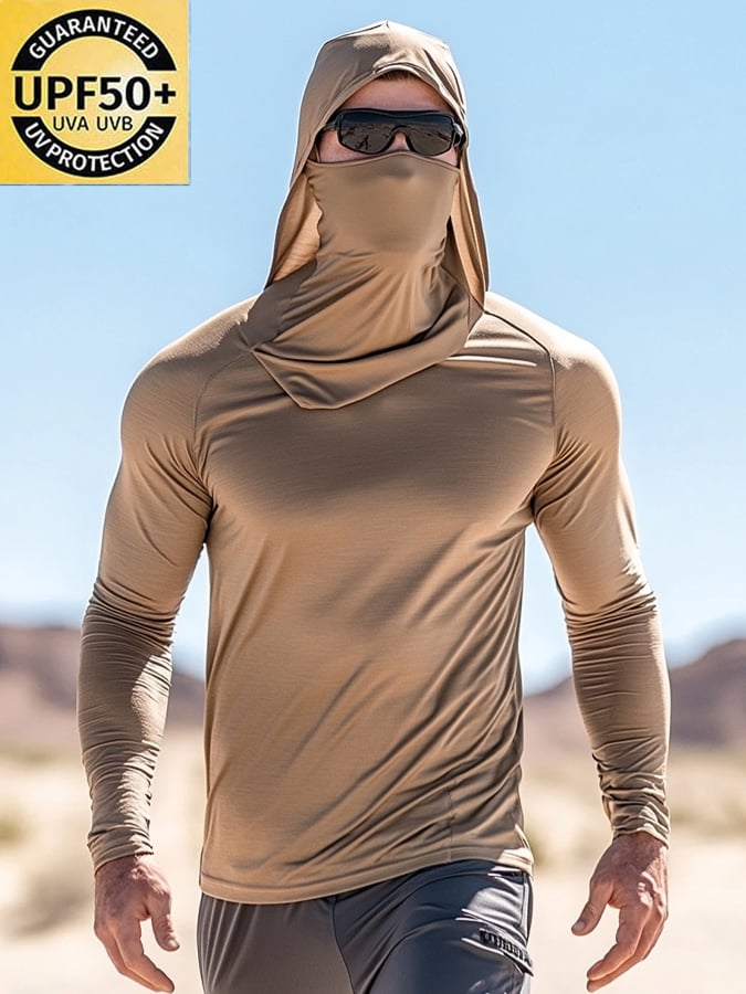 Men's Outdoor Sun Protection Breathable Cool Hooded Sun Protection Long Sleeve Top