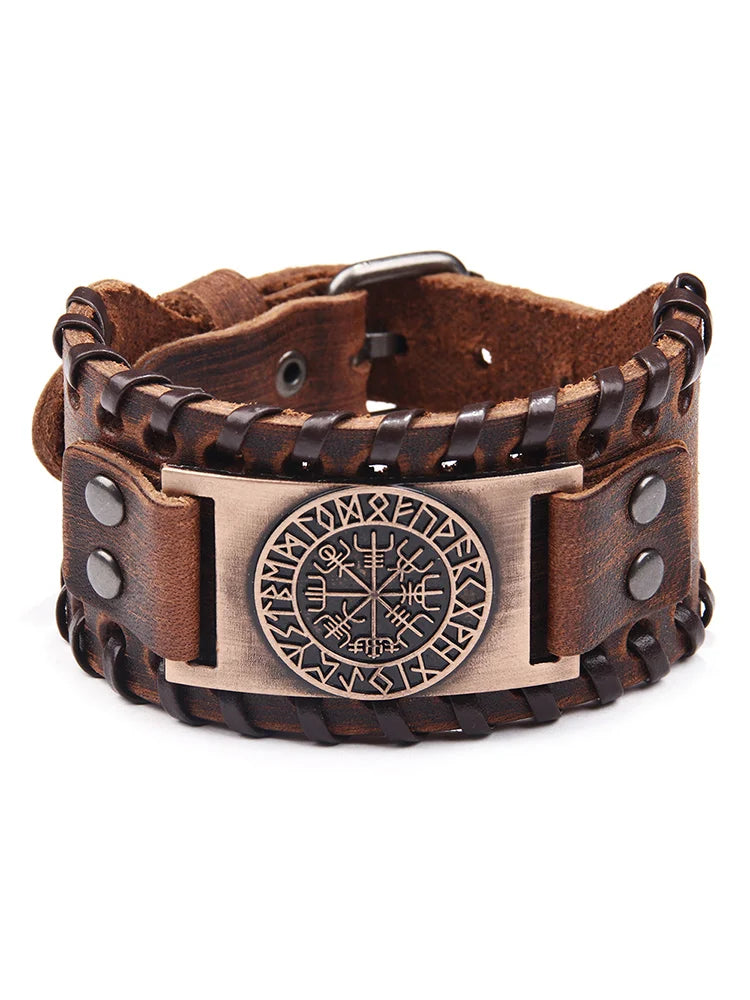 Men's Vintage Retro Viking Compass Vegvisir Bracelet