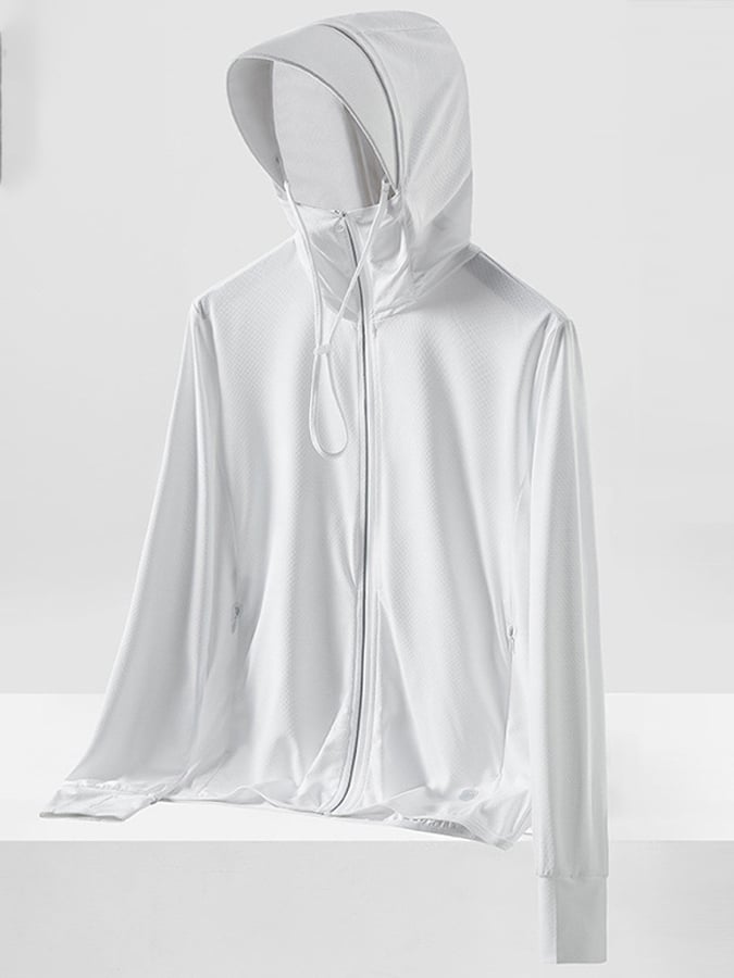 Men's Outdoor Sun Protection Breathable Cool Mask Hooded Sun Protection Long Sleeve Zipper Jacket