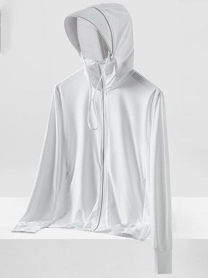 Men's Outdoor Sun Protection Breathable Cool Mask Hooded Sun Protection Long Sleeve Zipper Jacket