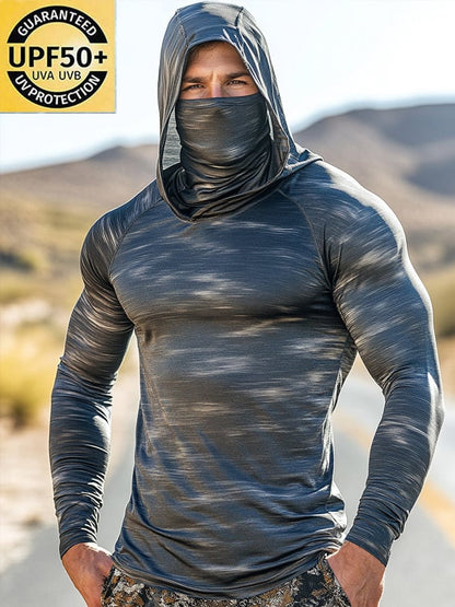 Men's Outdoor Sun Protection Breathable Cool Hooded Sun Protection Long Sleeve Top