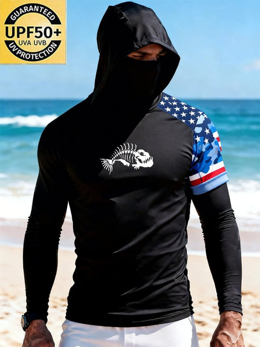 Men's Outdoor Sun Protection Breathable Cool Hooded Sun Protection Long-Sleeved Top