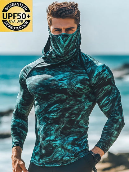 Men's Outdoor Sun Protection Breathable Cool Hooded Sun Protection Long Sleeve Top