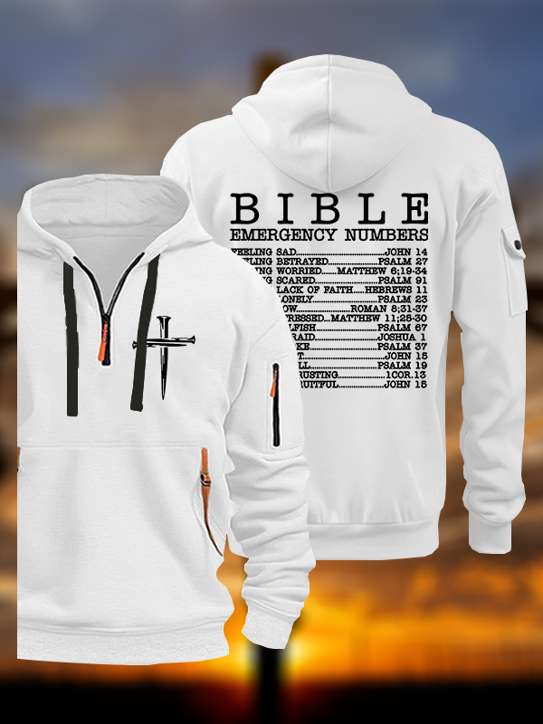 Bible Emergency Numbers  Jesus God Christian Zipper Hoodies