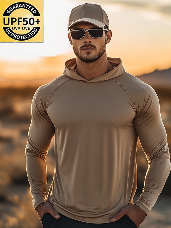 Men's Outdoor Sun Protection Cool Hooded Sun Protection Long Sleeve Top