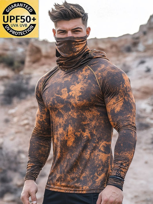 Men's Outdoor Sun Protection Breathable Cool Hooded Sun Protection Long Sleeve Top