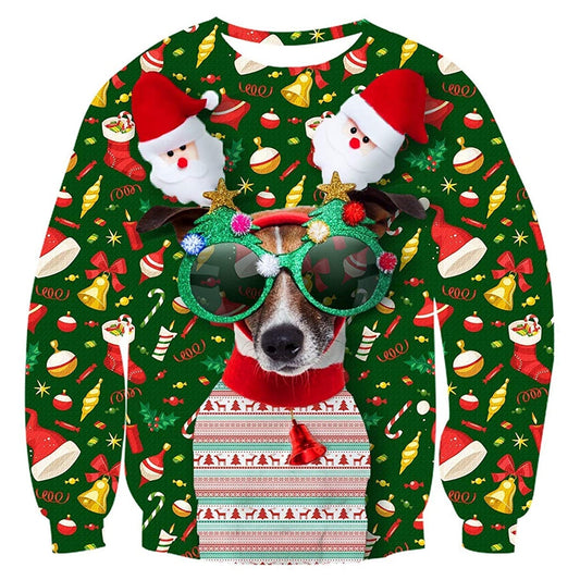 Sunglasses Dog Print Ugly Christmas Sweatshirt