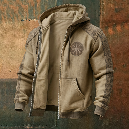 Nordic Style Valknut Totem Viking Zip-up Hoodie